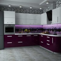 bright kitchen style in purple tint picture