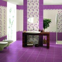 bright apartment interior in violet color photo