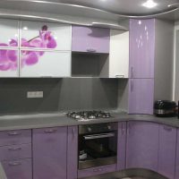 beautiful kitchen facade in purple tint photo