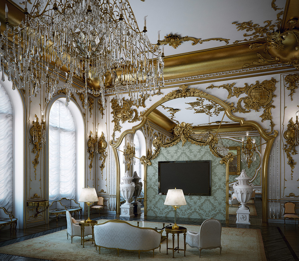 unusual baroque style hallway
