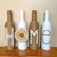 version of a beautiful decoration of champagne bottles with twine photo