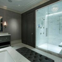 the idea of ​​bright decorative plaster in the interior of the bathroom photo