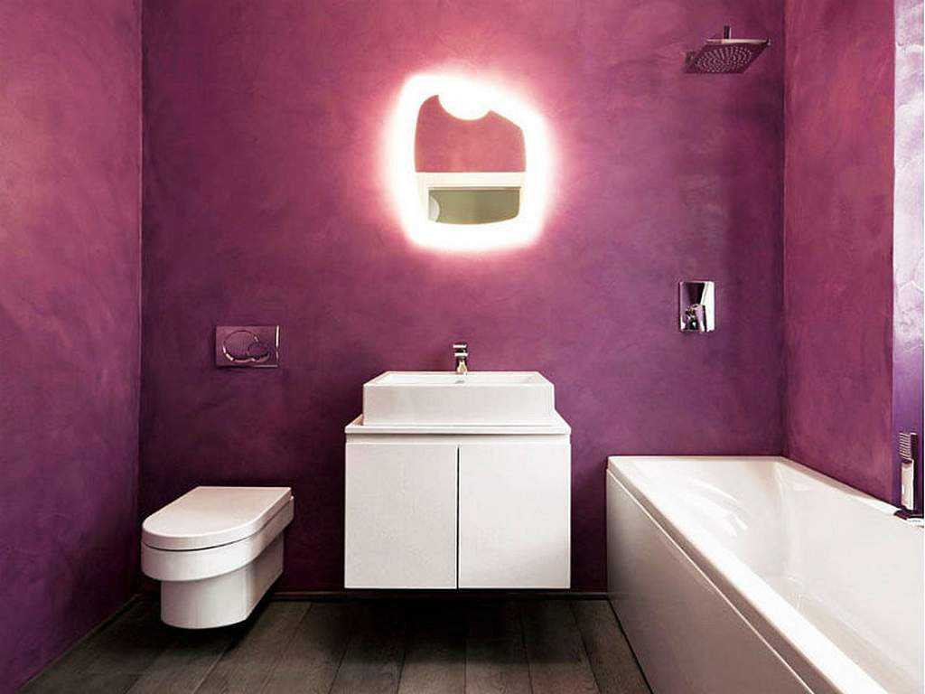 the idea of ​​a beautiful decorative plaster in the design of the bathroom