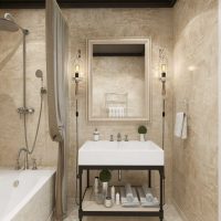 the idea of ​​bright decorative plaster in the interior of the bathroom picture