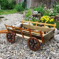 bright garden decoration with improvised materials photo