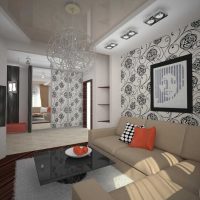 combination of light wallpaper in the design of the living room photo