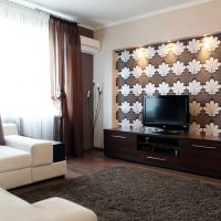 combination of bright wallpaper in the decor of the living room picture