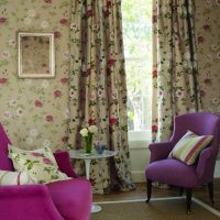 combination of bright curtains in the design of a room photo