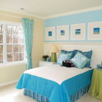 combinazione di colori chiari nella foto degli interni della camera da letto