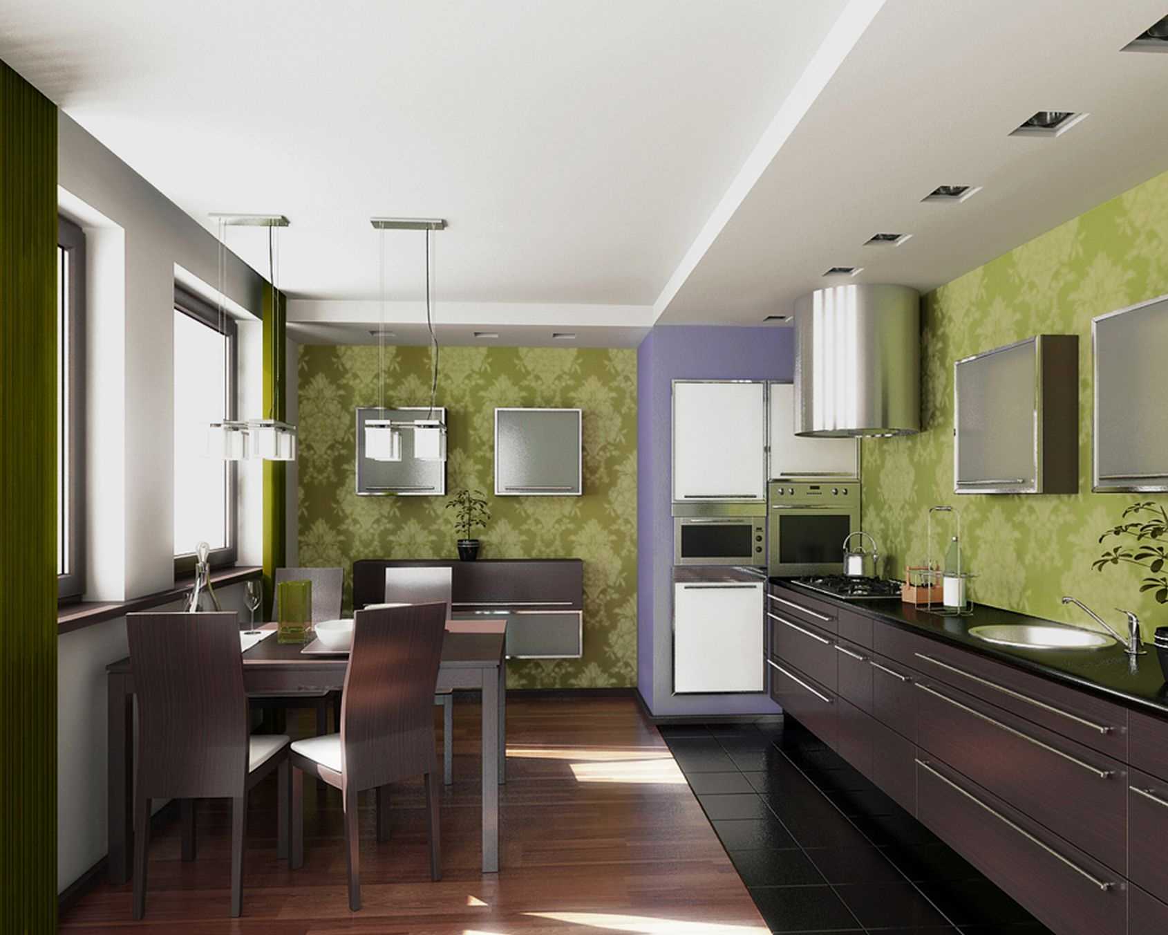 combination of bright colors in the interior of the kitchen