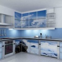 combination of light colors in kitchen design photo