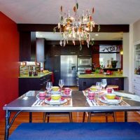 combination of bright colors in the decor of the kitchen picture