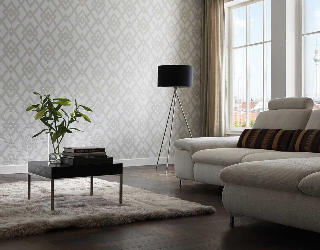 combination of original wallpapers in the interior of the living room