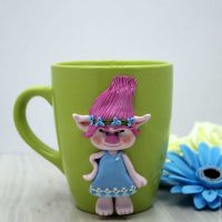 original design of the mug with polymer clay flowers at home picture