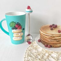unusual decoration of the mug with polymer clay animals at home picture