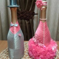 beautiful design of champagne bottles with colorful ribbons picture