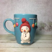 do-it-yourself original decoration of the mug with polymer clay animals picture