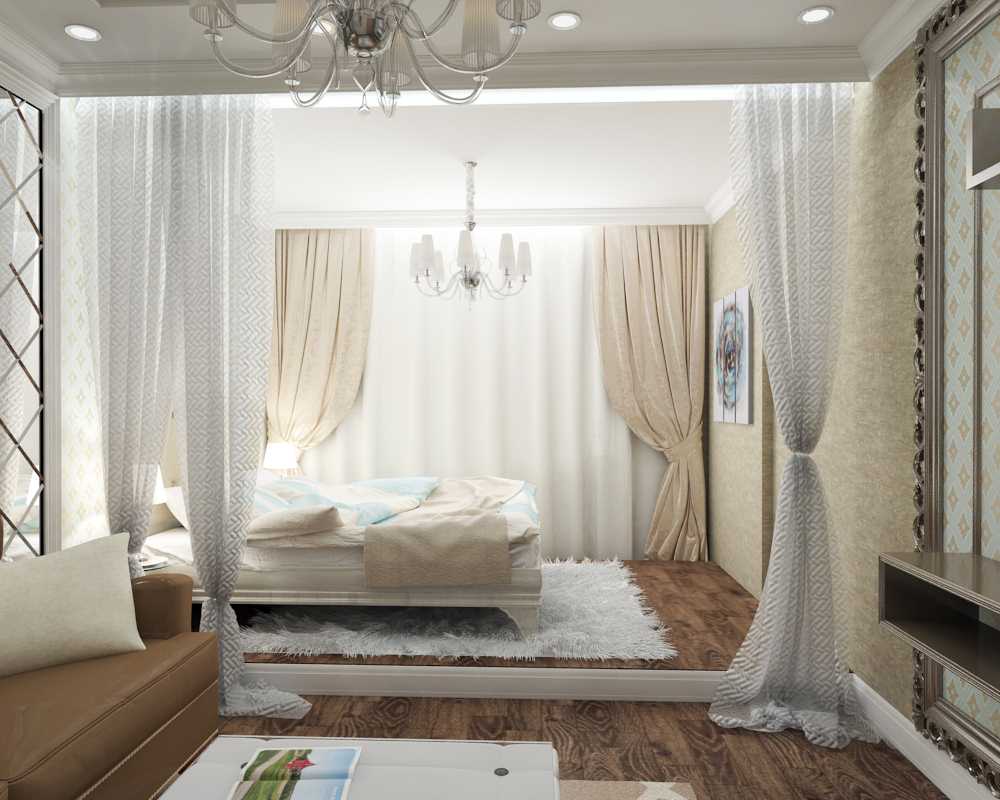 stile originale di camera da letto e soggiorno in una stanza