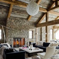 beautiful interior room in rustic style photo