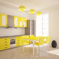beautiful kitchen design in mustard color photo