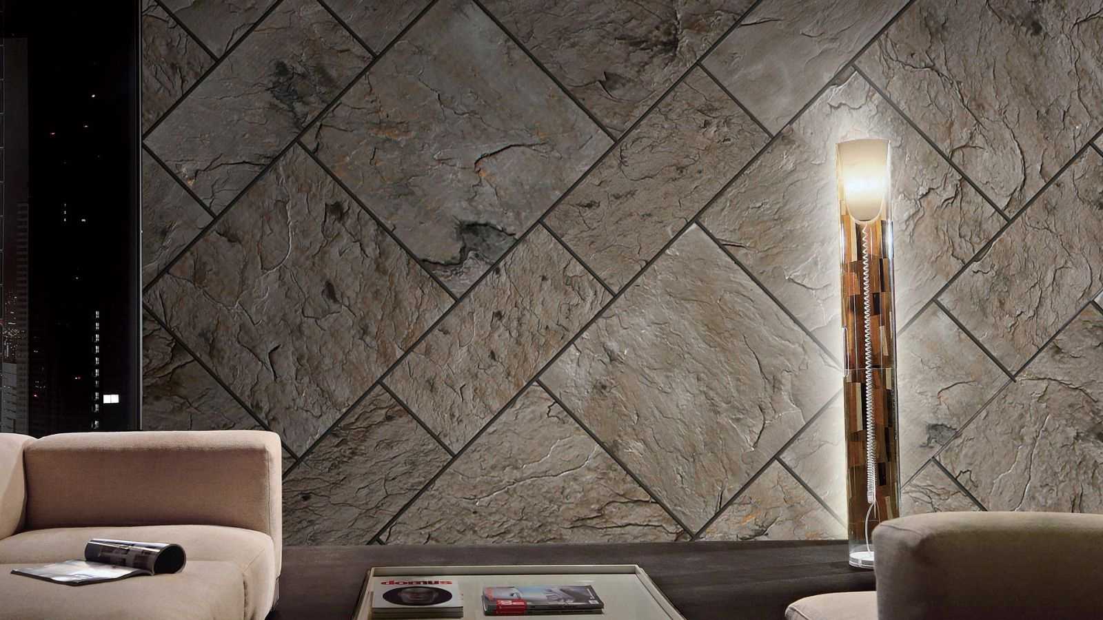 light flexible stone in the design of the living room