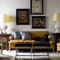 bellissimo stile del soggiorno in foto color senape