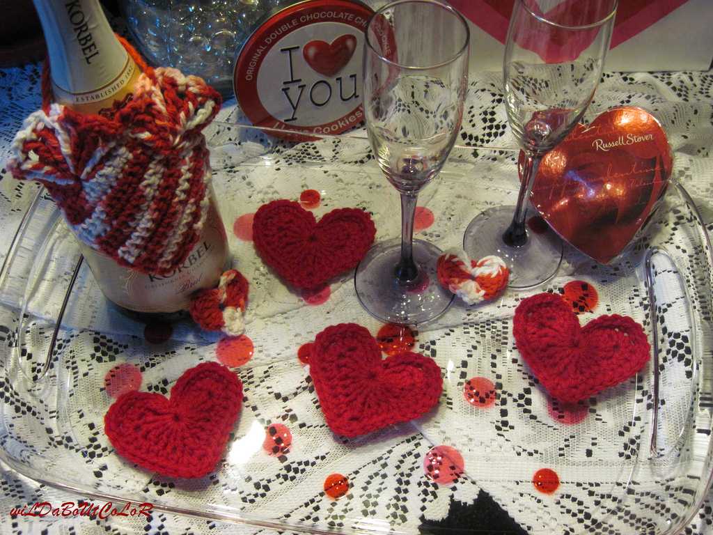 bright decoration of the apartment with improvised materials for Valentine's Day