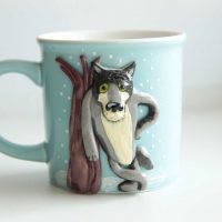 beautiful decoration of the mug with polymer clay animals at home picture