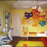 bright mustard color bedroom interior picture