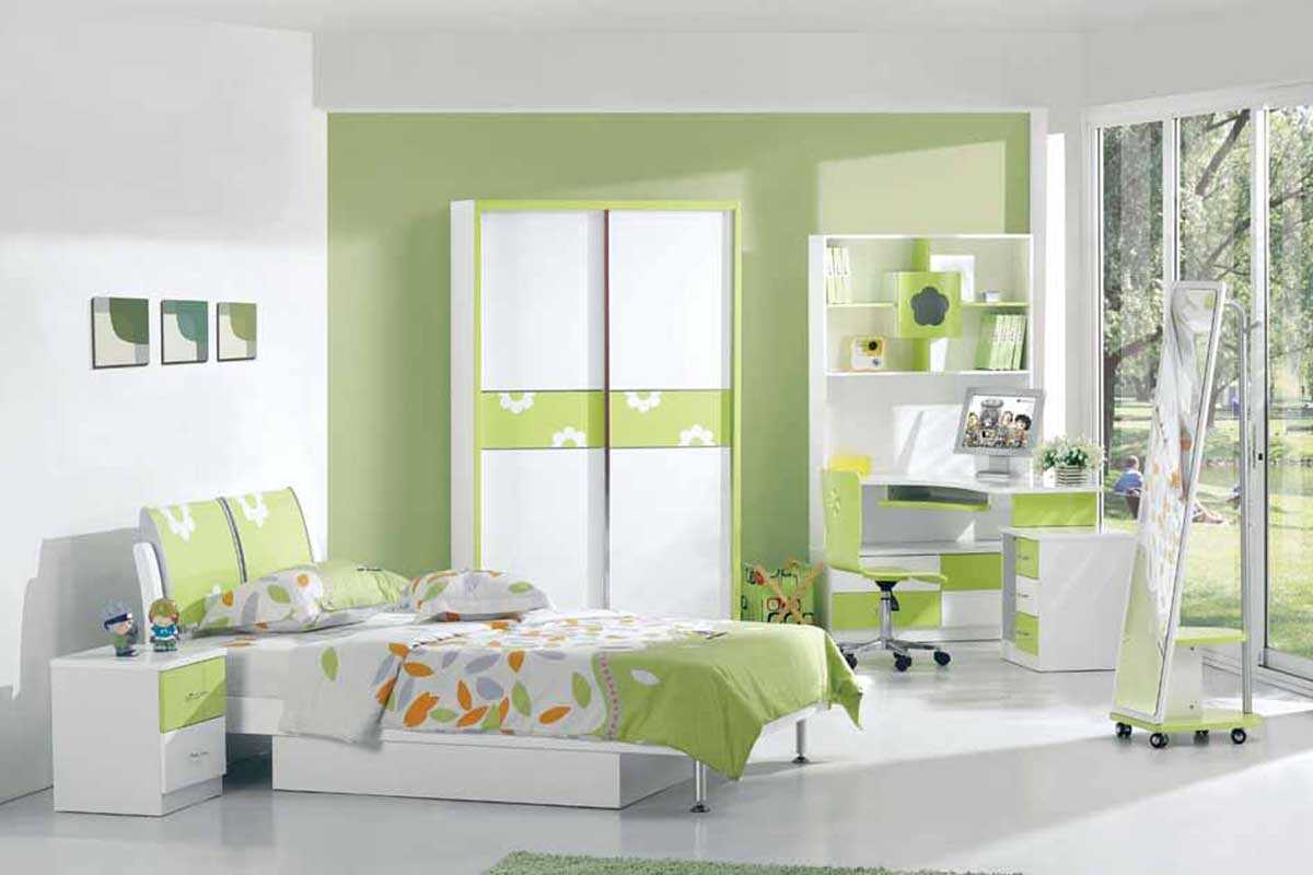 bright spring-style bedroom decor