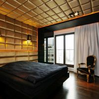unusual bedroom design with wall panels photo