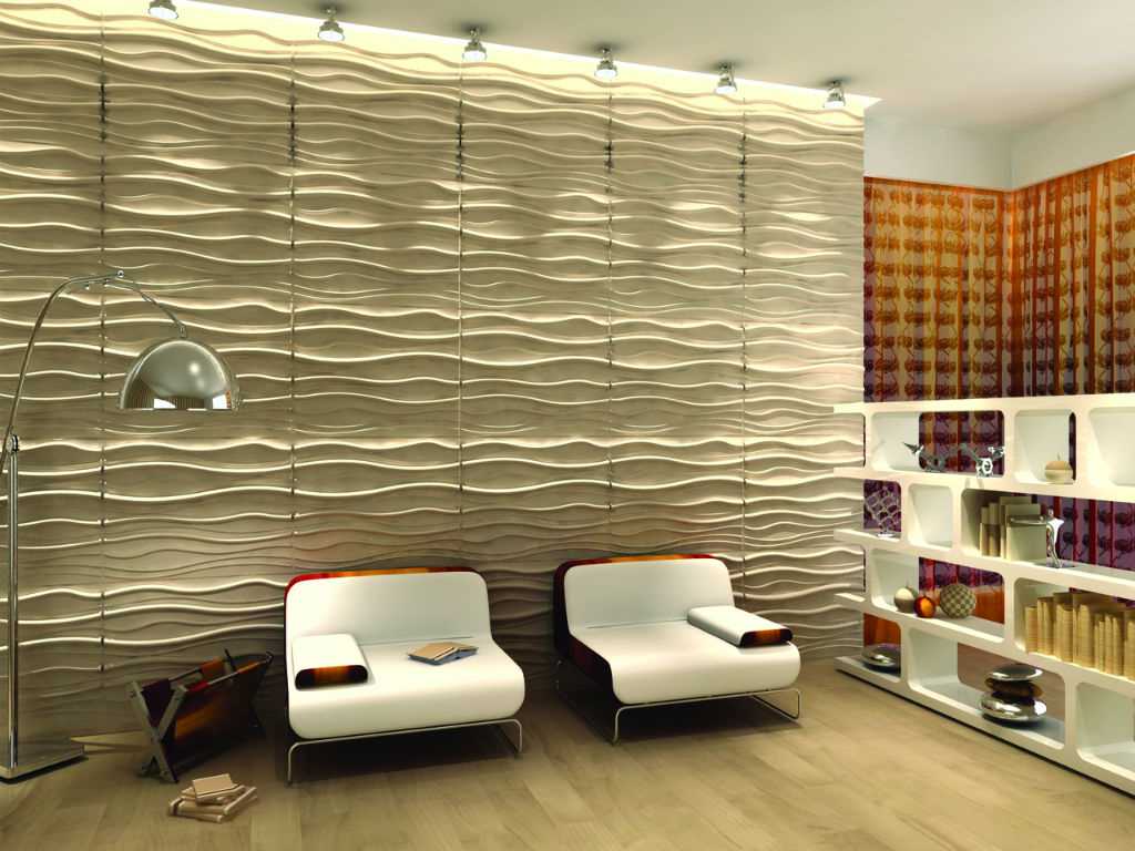 unusual decor of the apartment with wall panels