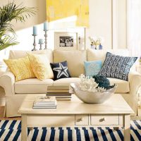 bright Mediterranean style living room design photo