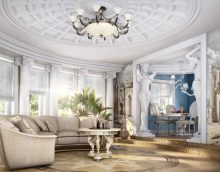 unusual style living room in greek style photo