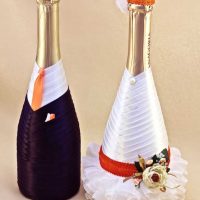original bottle decoration with decorative ribbons photo