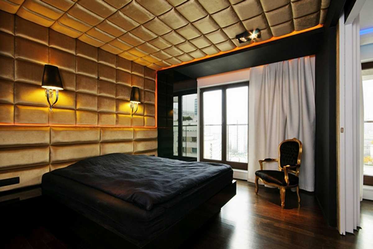 arredamento camera da letto originale con pannelli a parete