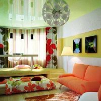 bright decor of the bedroom and living room in one room picture