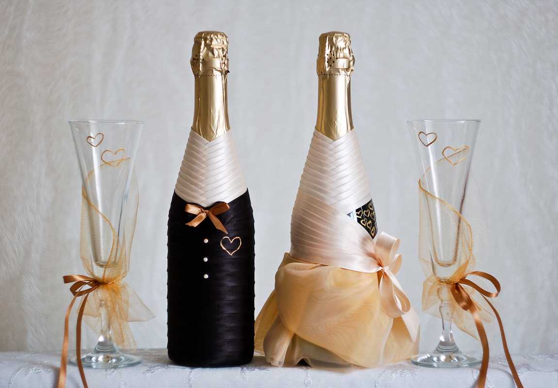 bright bottle decoration with decorative ribbons