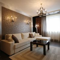 combination of bright wallpaper in the design of the living room picture