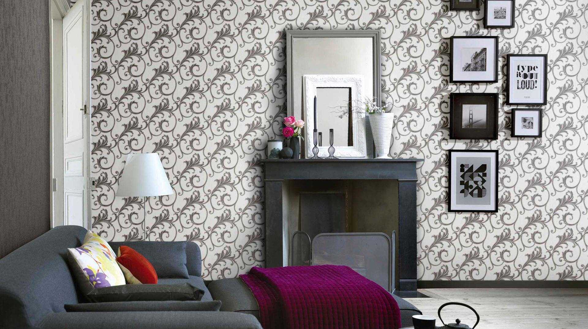 a combination of beautiful wallpaper in the design of the living room