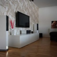 a combination of beautiful wallpaper in the design of the living room picture