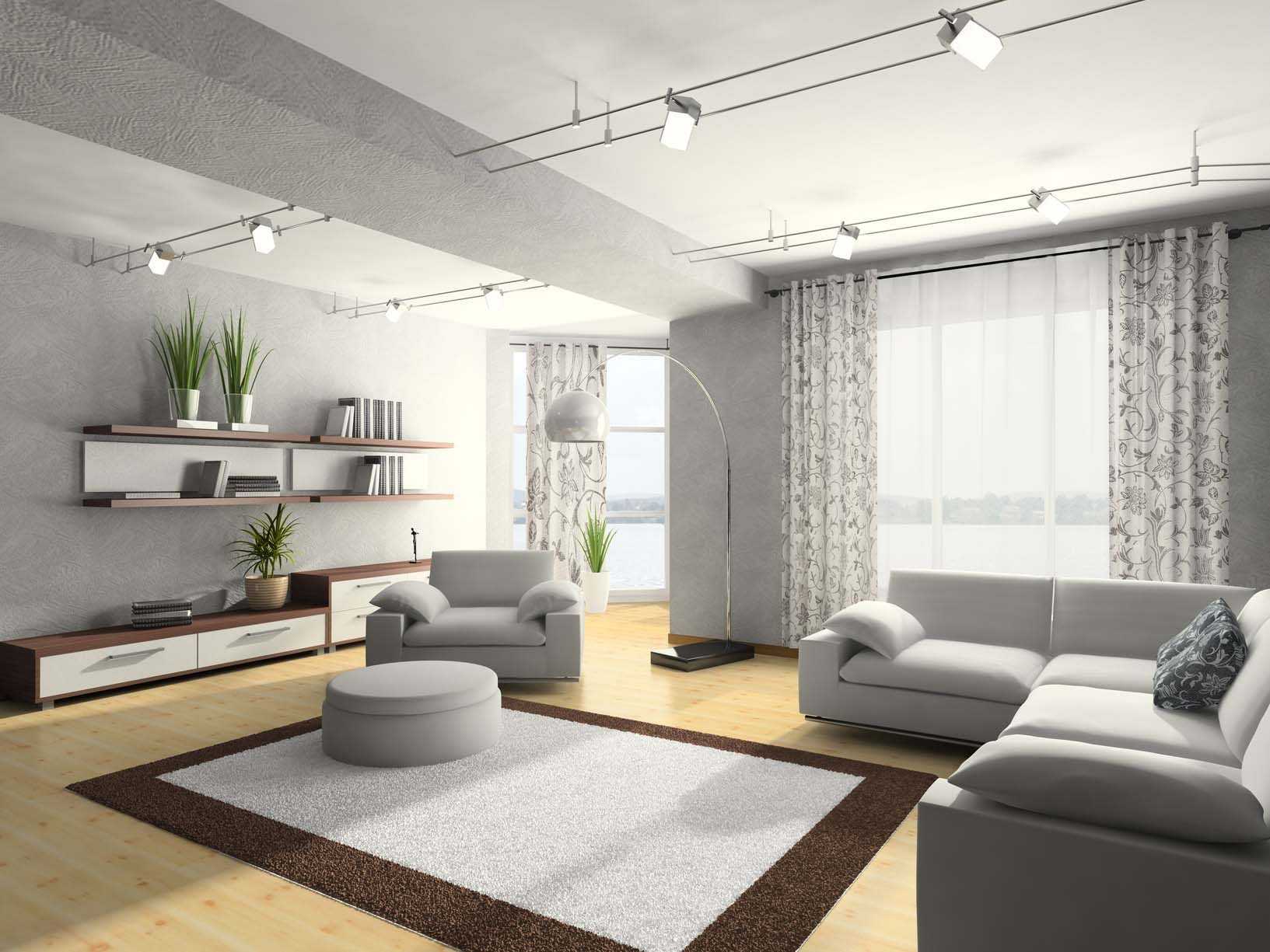 a combination of bright gray in the design of the apartment with other colors