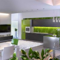 a combination of dark gray in the design of the kitchen with other colors picture