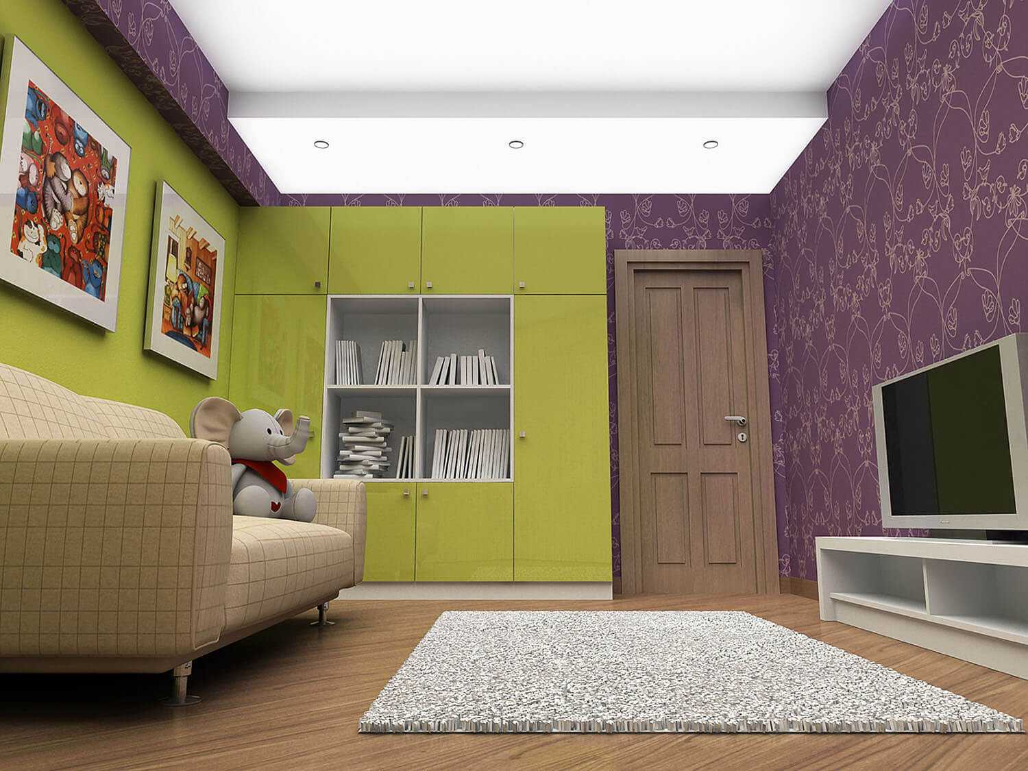 combination of light colors in the bedroom interior