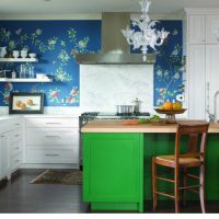 combination of bright colors in the interior of the kitchen picture