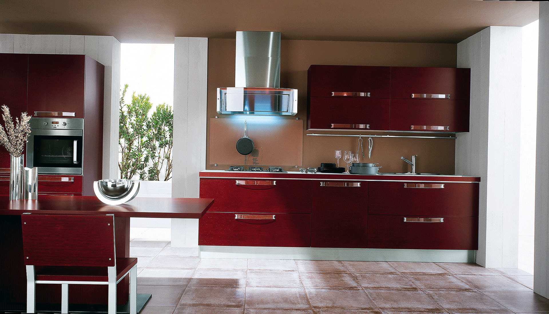 a combination of bright colors in the style of the kitchen
