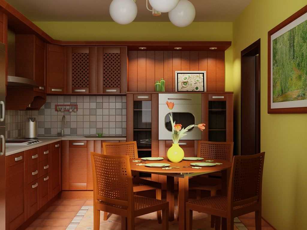 a combination of bright colors in the interior of the kitchen