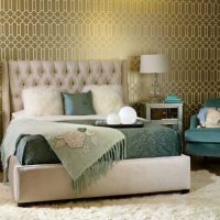 combinazione di tonalità chiare nel design dell'immagine della camera da letto