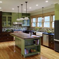 combination of dark colors in the design of the kitchen picture