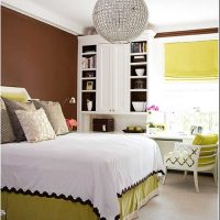 a combination of light colors in the decor of the bedroom photo